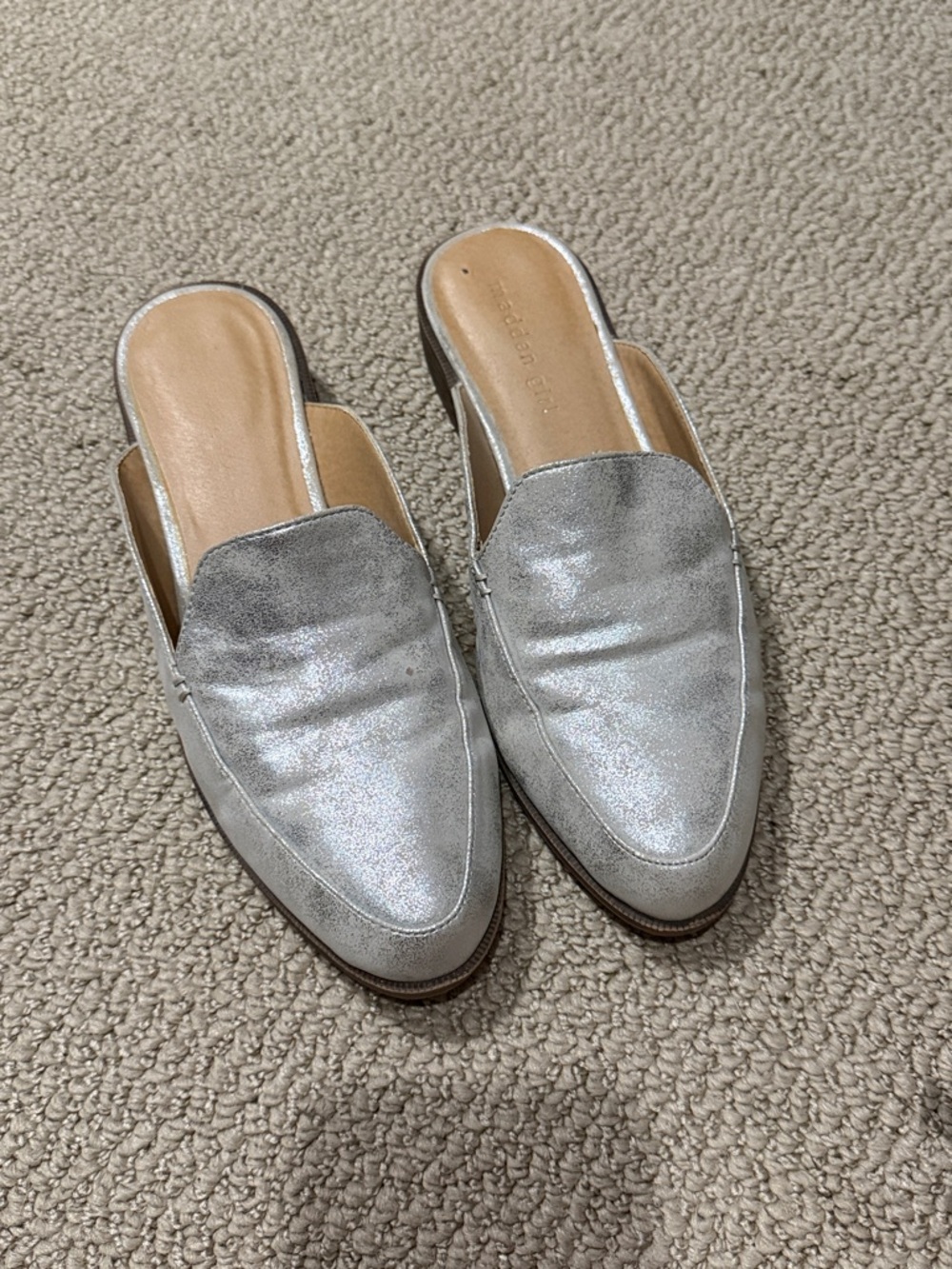 Metallic Silver Women's Slip-On Mules